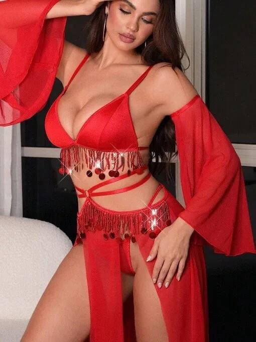 Red Sexy Belly Dance Costume D - Sheer Mesh Bra review and price