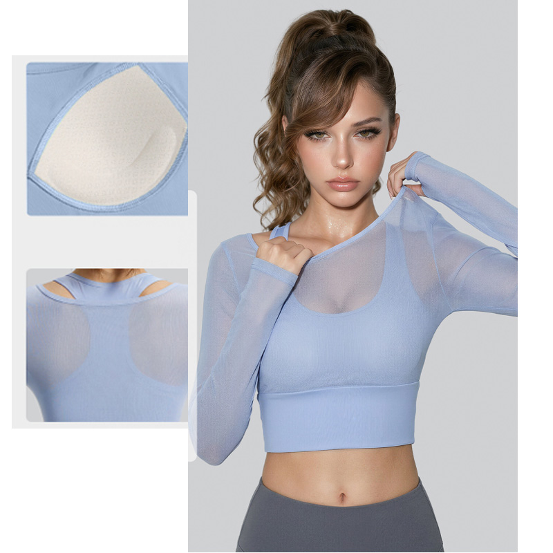 Aiithuug Yoga Crop Long Sleeve - Sheer Mesh Bra review and price