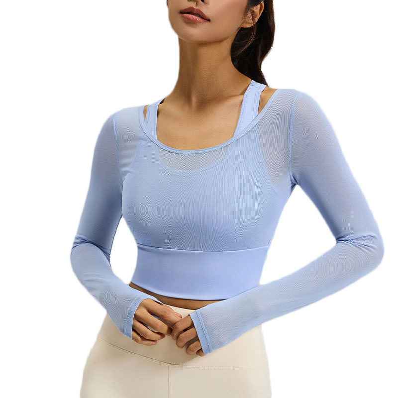 Aiithuug Yoga Crop Long Sleeve - Sheer Mesh Bra review and price