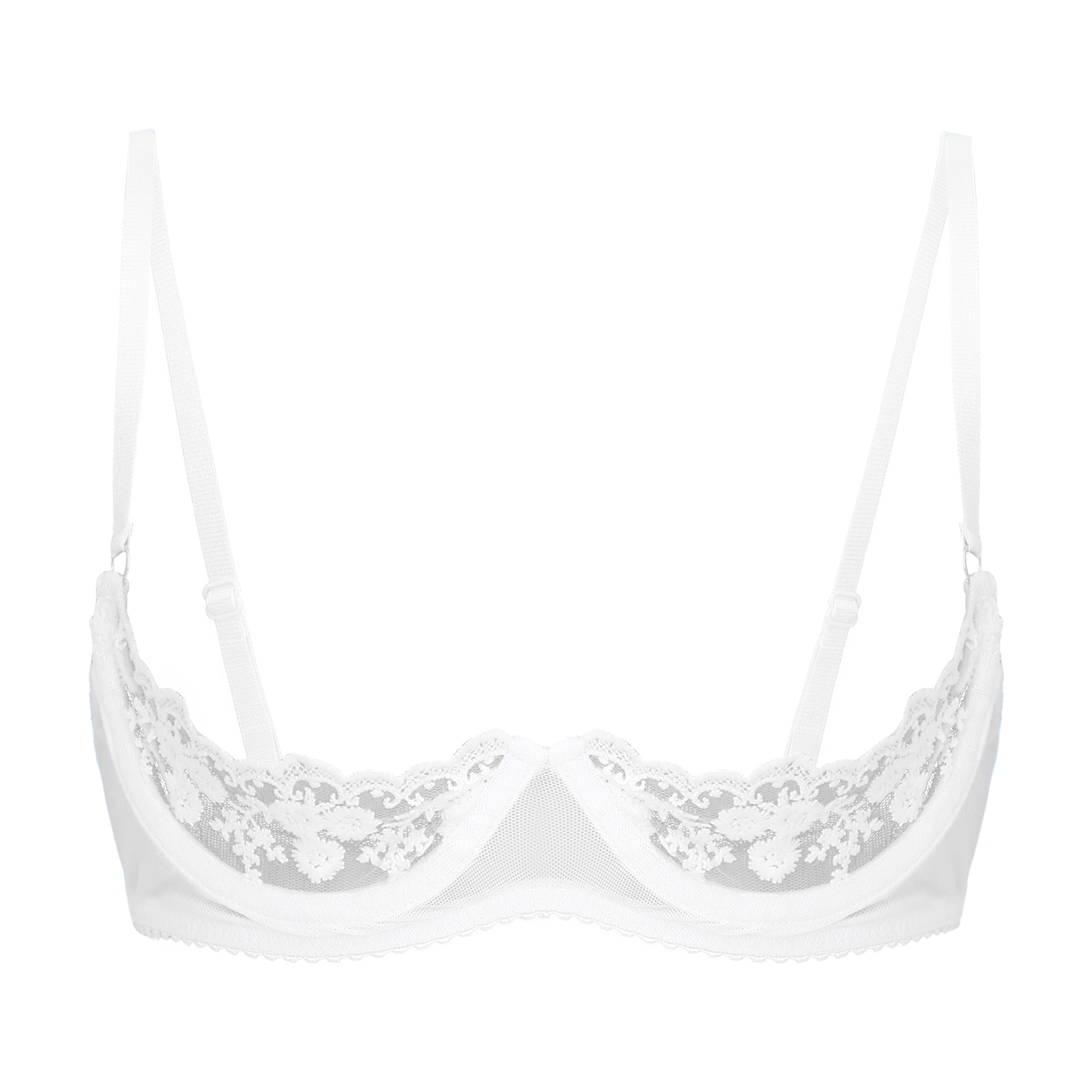 Women Sexy Half Cup Bras Open  - Sheer Mesh Bra review and price